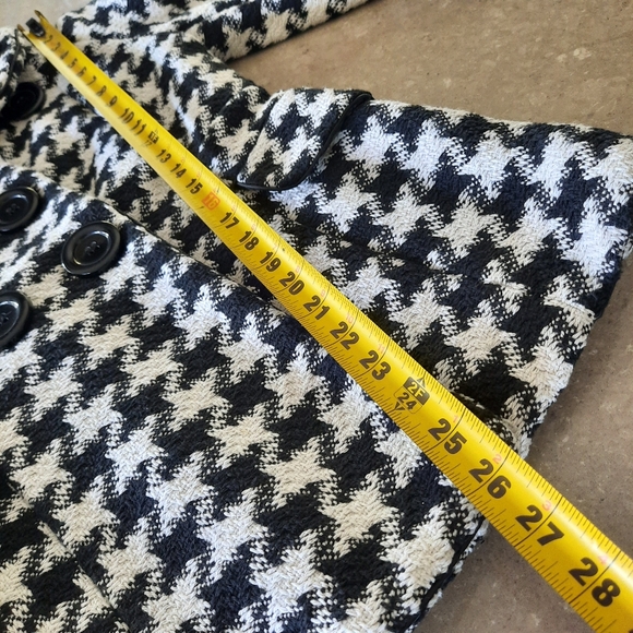 Wool Blend Oversized Houndstooth Coat Jacket Size Med Black White Rue 21 - Picture 8 of 16